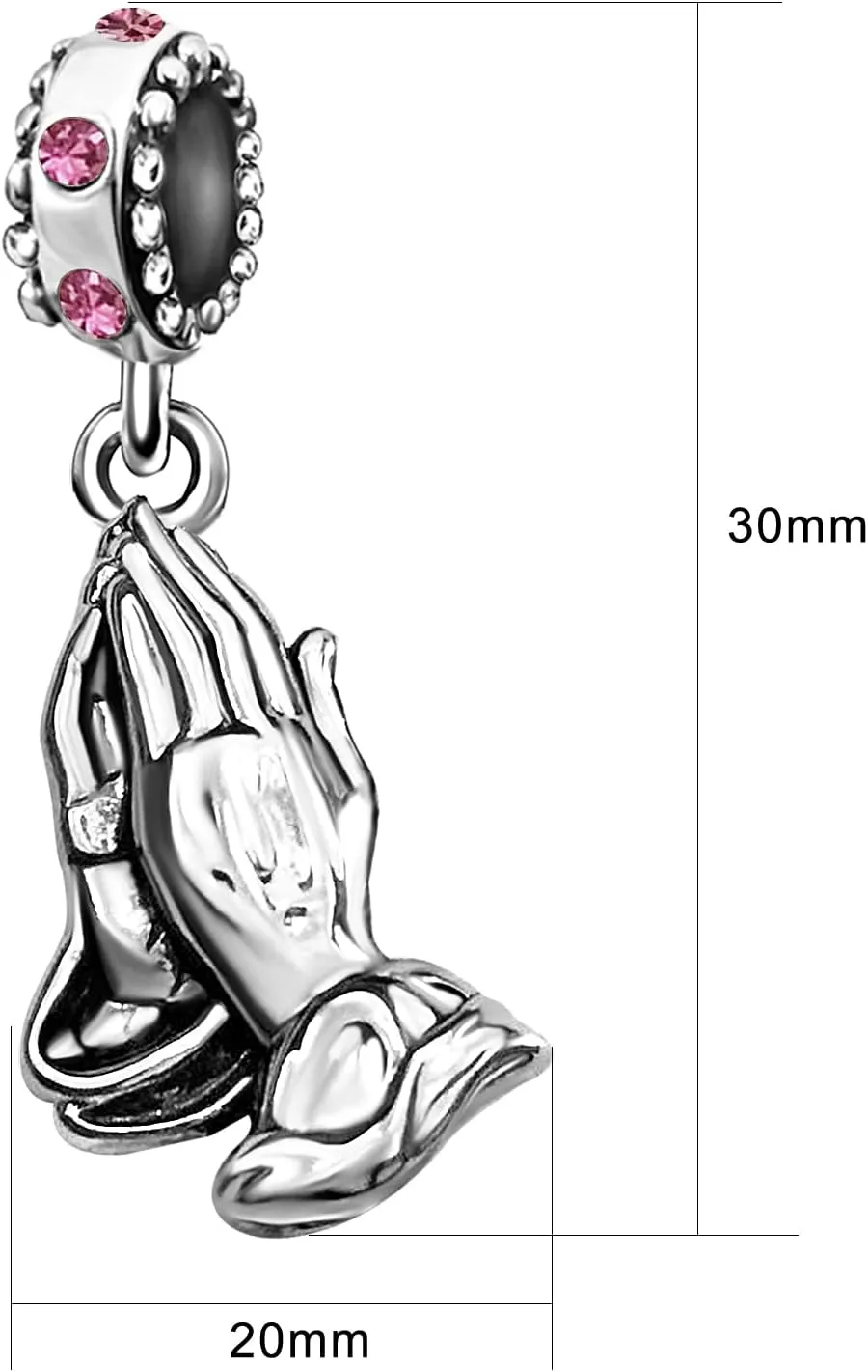 Prayer Gesture Cross Dangle Praying Hands Birthstone Charms for Bracelet Women Mothers Thanksgiving Christmas Jewelry