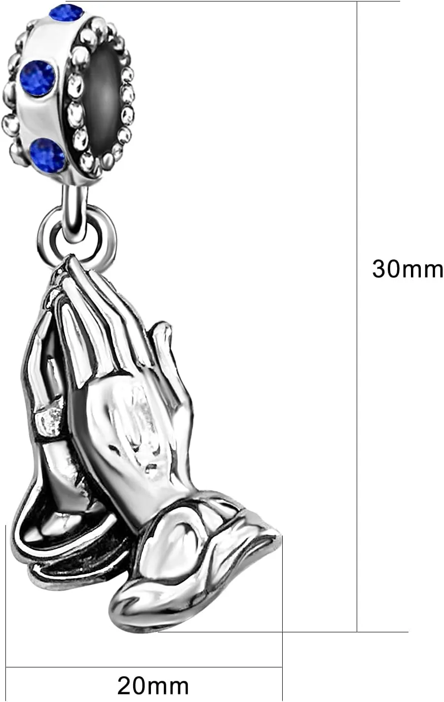 Prayer Gesture Cross Dangle Praying Hands Birthstone Charms for Bracelet Women Mothers Thanksgiving Christmas Jewelry
