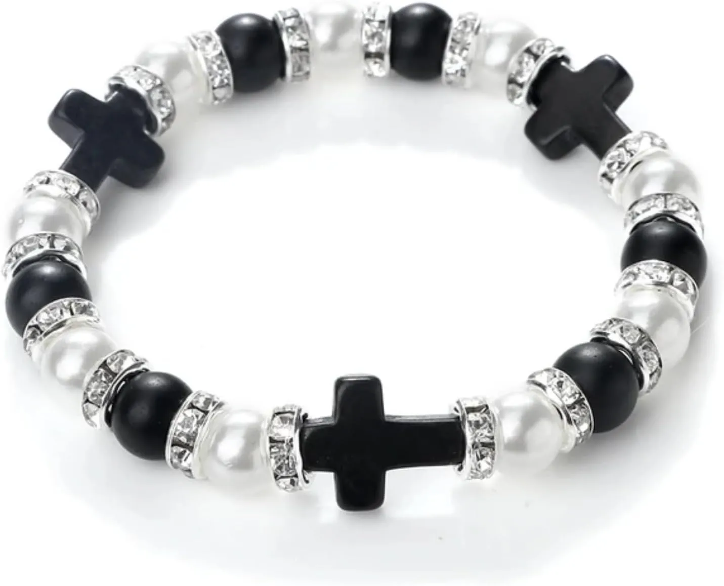 Prayer Jesus Cross Red Bracelet Imitation Pearl Black Matte Beads Braided Bracelets Women Men Handmade Jewelry Wish