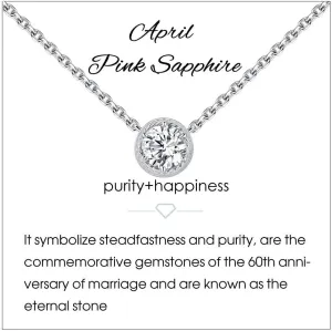 Presentski Birthstone Necklace for Women Sterling Silver 925 Solitaire Pendant Dainty Necklace Birthday Gifts for Women Birthstone Necklaces for Mom