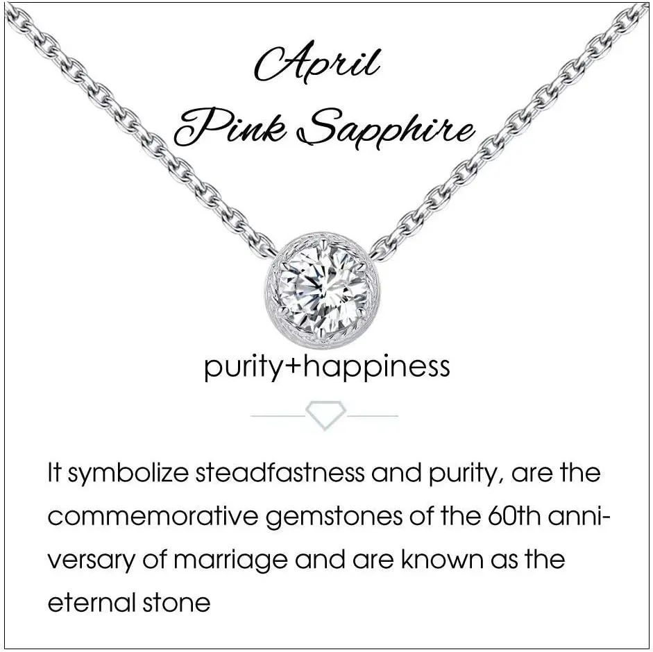 Presentski Birthstone Necklace for Women Sterling Silver 925 Solitaire Pendant Dainty Necklace Birthday Gifts for Women Birthstone Necklaces for Mom