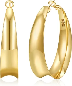 PRETOLE 12MM Wide Hoop Earrings, Sterling Silver, Hypoallergenic, Lightweight, Thick Big Hoops, 40/50/60MM