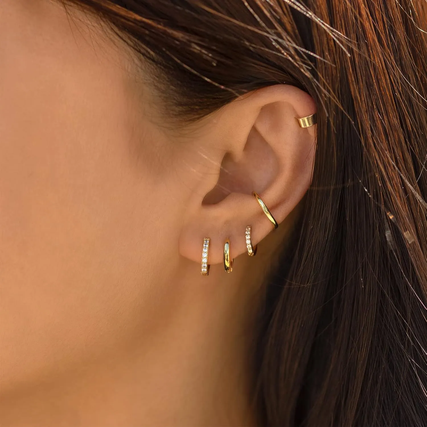 PRETOLE 925 Sterling Silver Hoop Earrings for Women Gold Huggie Hoop Earrings Hypoallergenic Lightweight 14K Gold Plated Mini Hoop Earrings with Cubic Zirconia Small Gold Cartilage Hoops for Women