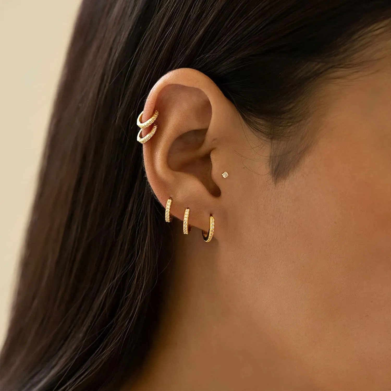 PRETOLE 925 Sterling Silver Hoop Earrings for Women Gold Huggie Hoop Earrings Hypoallergenic Lightweight 14K Gold Plated Mini Hoop Earrings with Cubic Zirconia Small Gold Cartilage Hoops for Women