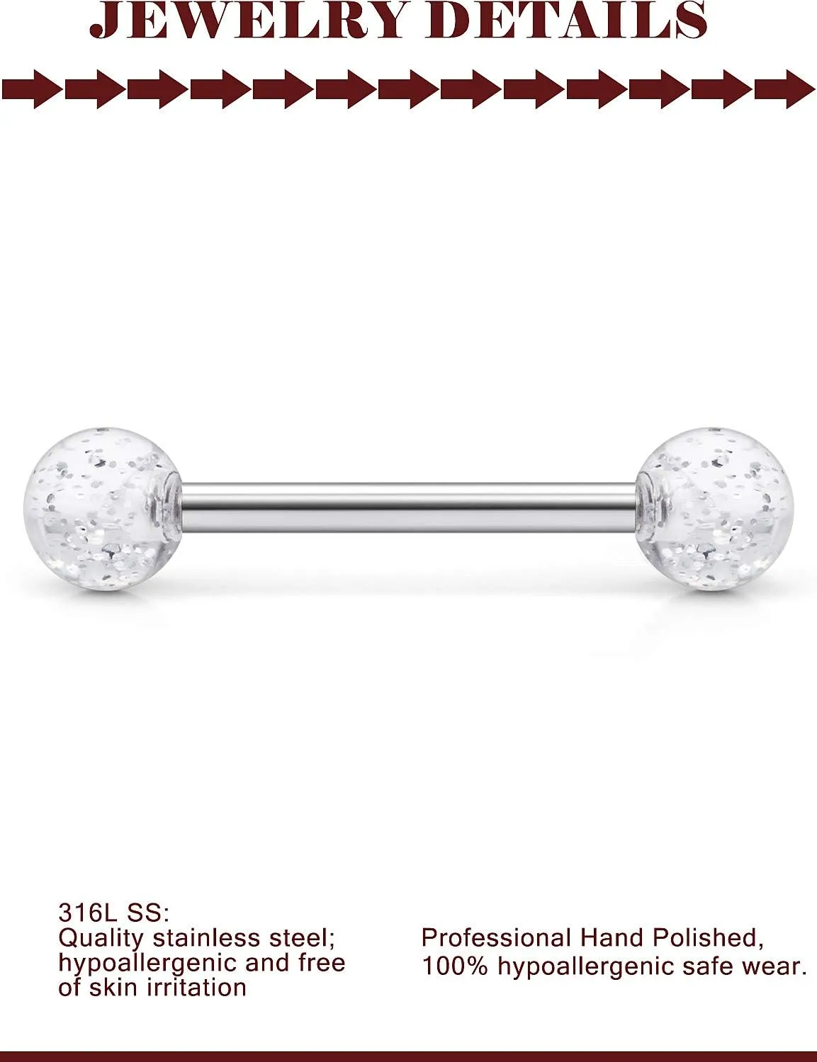 Prjndjw 14Pcs 14G Surgical Steel Tongue Rings Teaser Double Barbell with Slave Ring Body Piercing Jewelry for Women Men, Skull/Flower/Silicone Soft Spike Ball/Glitter Ball Closure