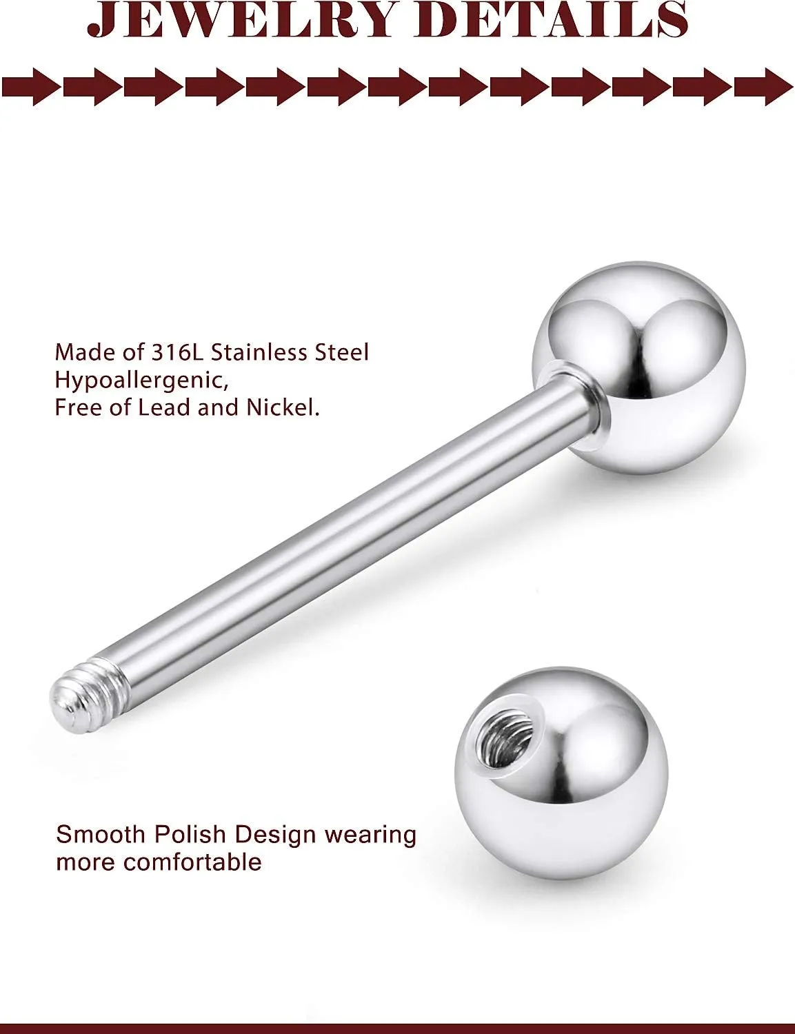 Prjndjw 24-48Pcs Nipple Rings Tongue Rings Surgical Steel Straight 14G Barbells Piercing Jewelry 12MM 14MM 16MM 19MM 22MM for Women Men Glow in The Dark Tongue nipple ring