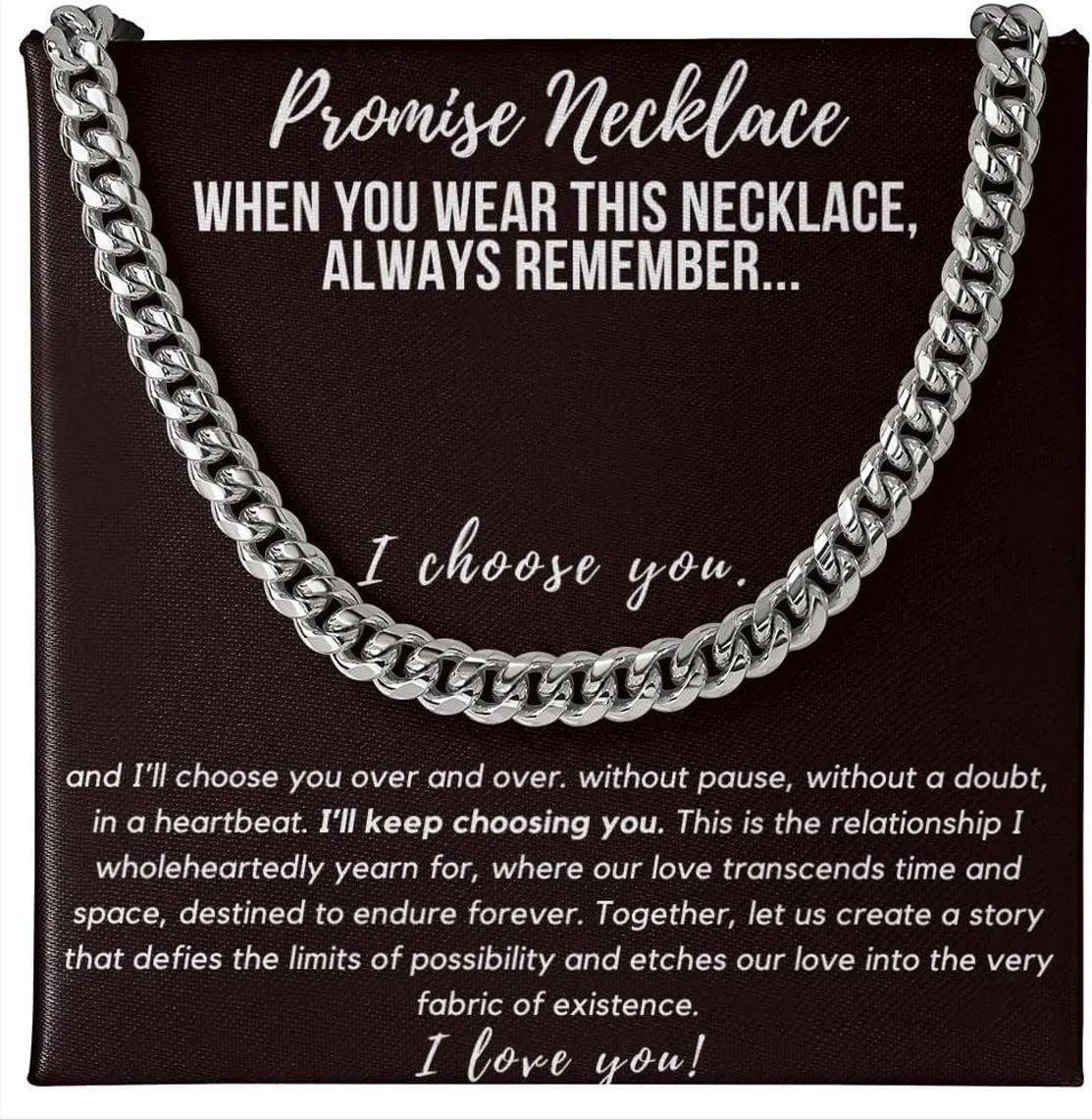 Promise Necklace for Him - Cuban Chain with Promise Gift Option, Perfect Boyfriend Birthday Gift
