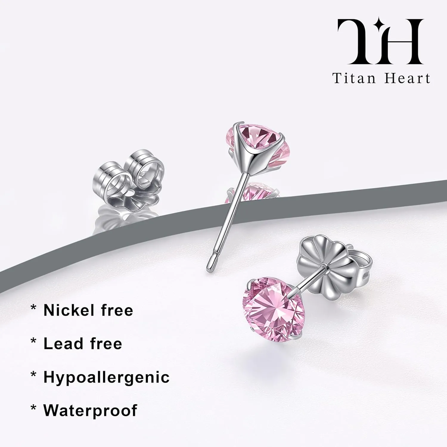 Pure Titanium Stud Earrings, Hypoallergenic F136 Implant Grade Stud Earrings with 6mm Birthstone Crystals CZ Simulated Diamonds for Women Men