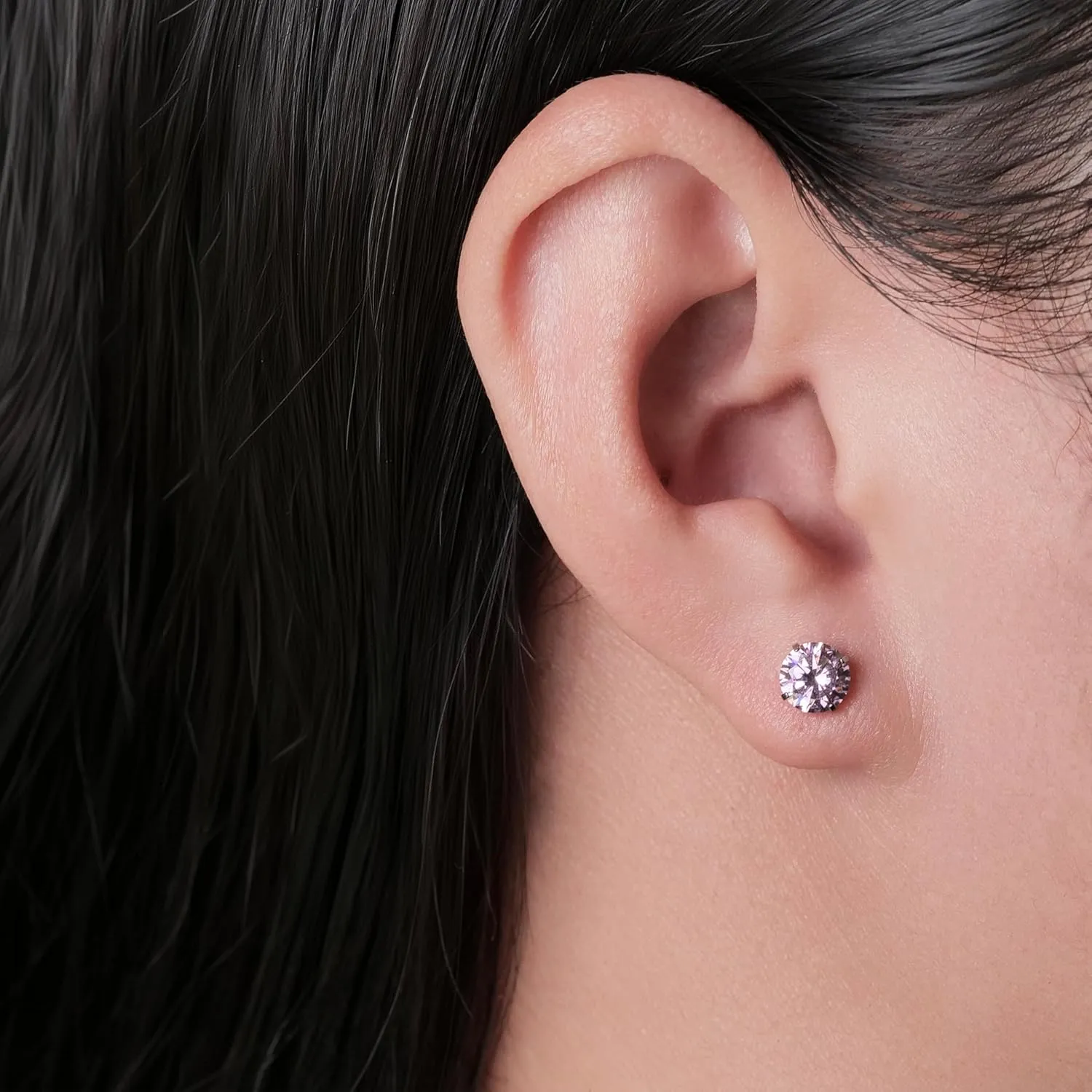 Pure Titanium Stud Earrings, Hypoallergenic F136 Implant Grade Stud Earrings with 6mm Birthstone Crystals CZ Simulated Diamonds for Women Men