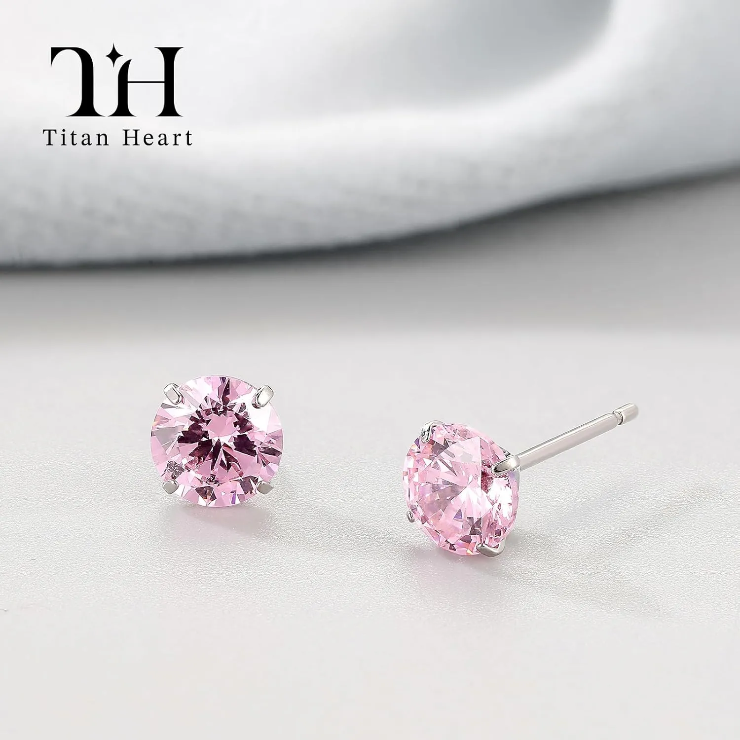 Pure Titanium Stud Earrings, Hypoallergenic F136 Implant Grade Stud Earrings with 6mm Birthstone Crystals CZ Simulated Diamonds for Women Men