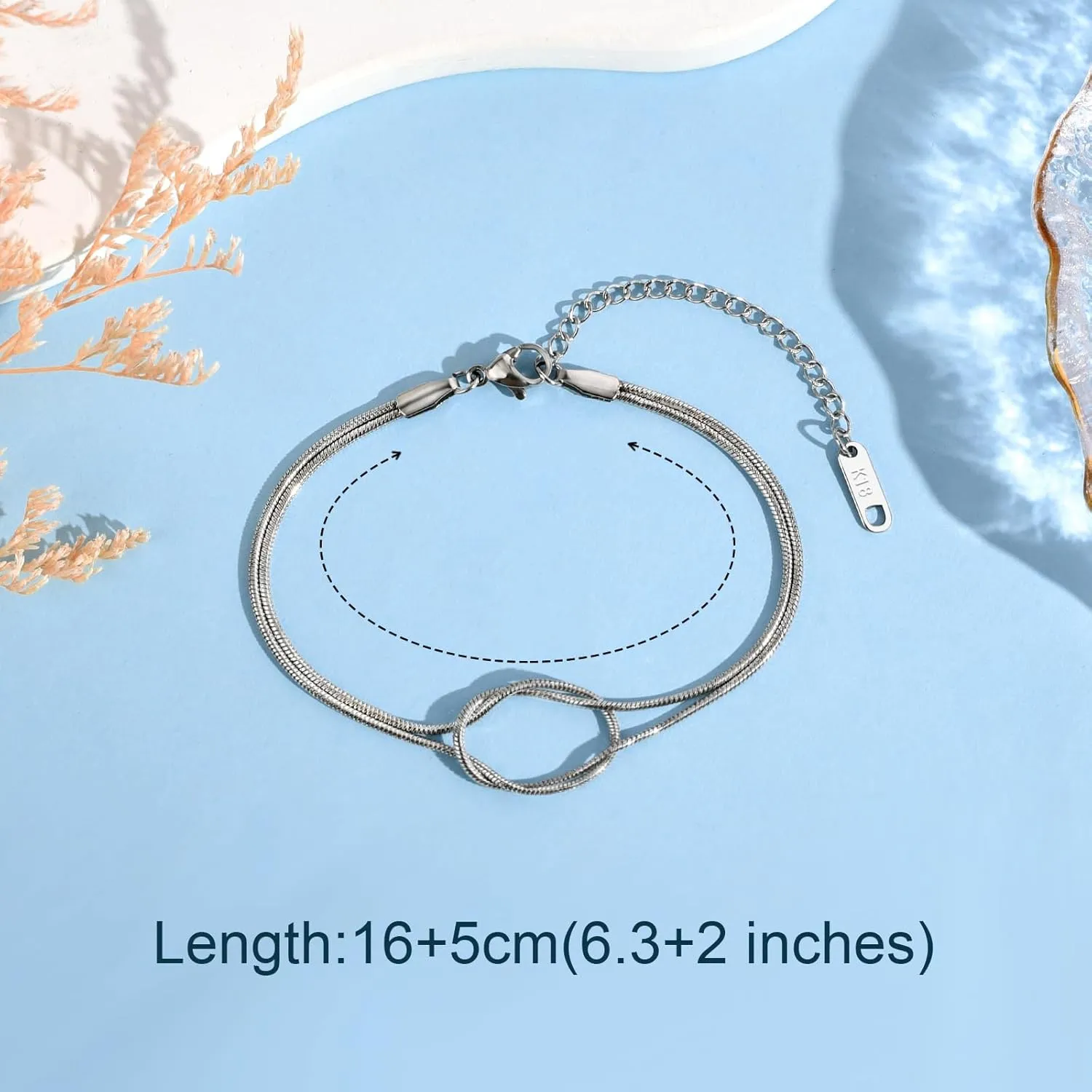 QianSiLi Mother Daughter Best Friend Love Knot Bracelet Snake Chain Infinity Bracelets for Women Friendship Birthday Valentine's Day Christmas Gifts for Daughter Friend Women Her