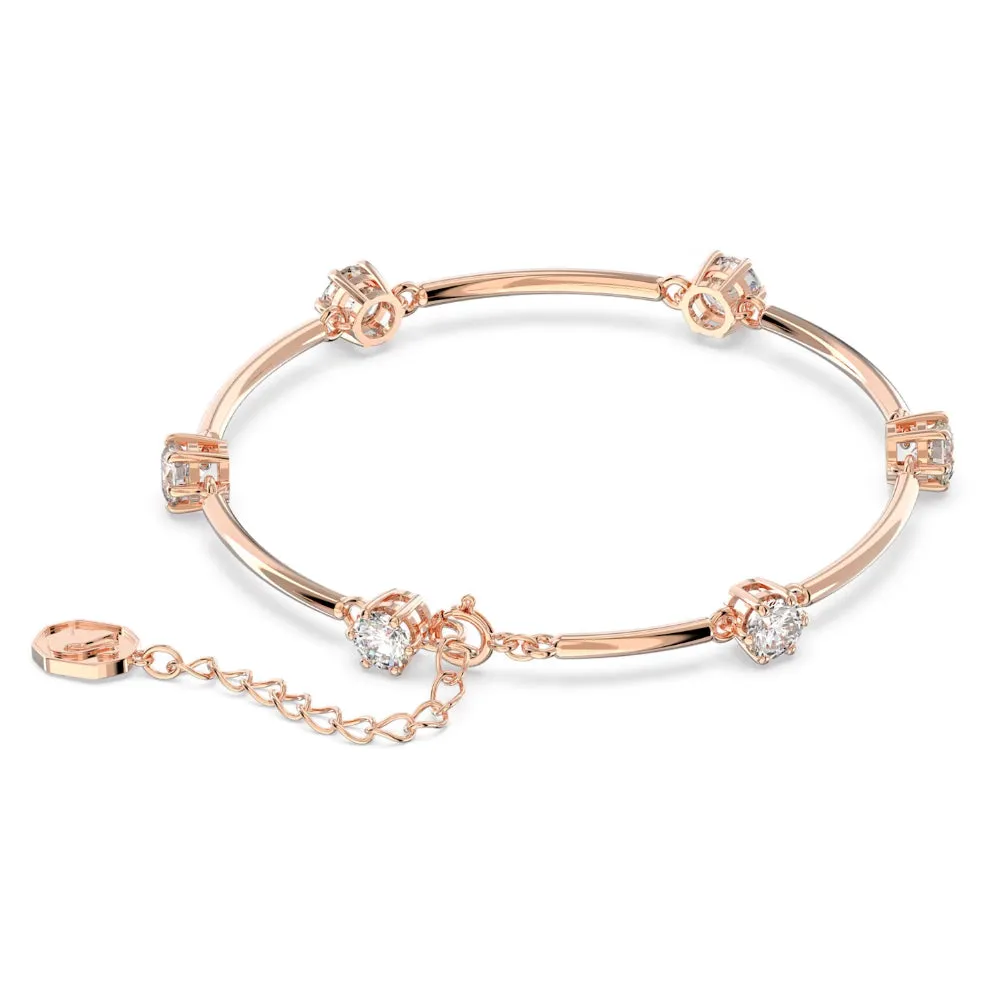 "Swarovski Constella bangle Round cut, White, Rose gold-tone plated"