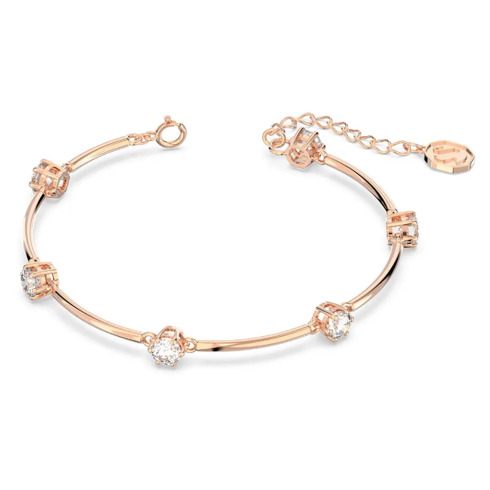 "Swarovski Constella bangle Round cut, White, Rose gold-tone plated"