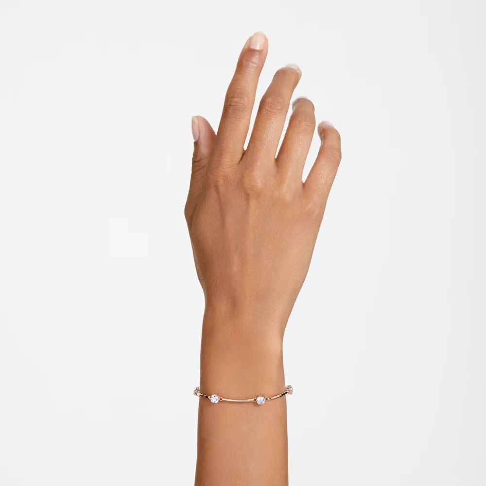 "Swarovski Constella bangle Round cut, White, Rose gold-tone plated"