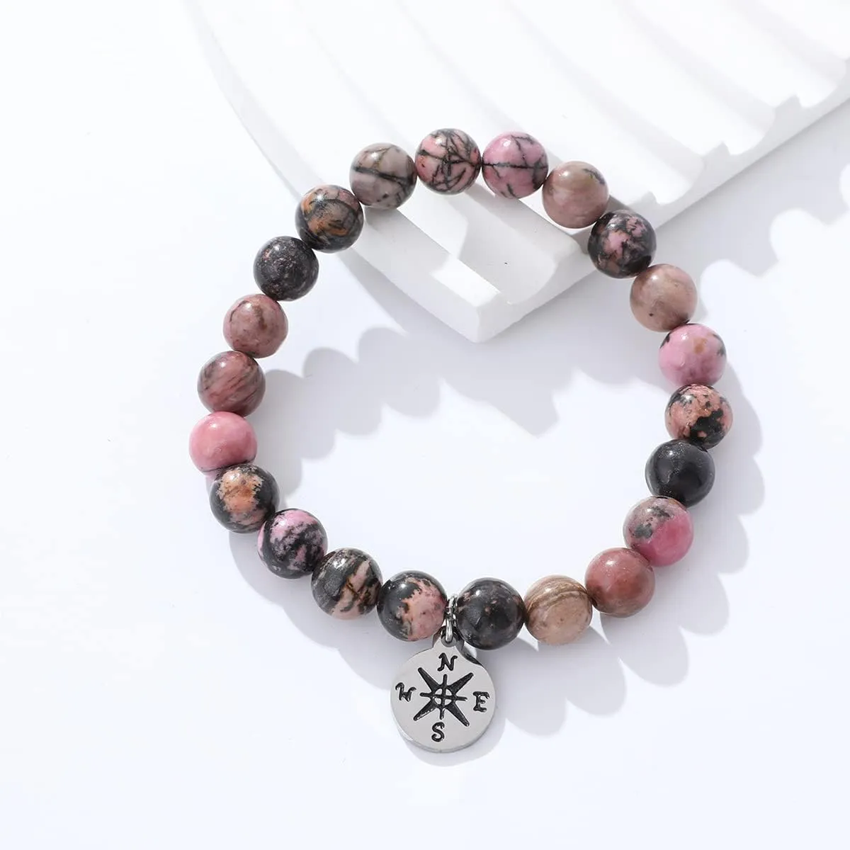 QWNHONEY Teacher Gifts for Women Teacher Appreciation Gifts Graduation Gift for Her Natural Stone High School Class of 2025 Apple Bee Compass Tree Charm Jewelry Bracelet