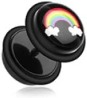Rainbow on Cloud Acrylic Fake Plug with O-Rings