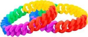 Rainbow/Bisexual Chain Link Silicone Pride Pack Bracelets - LGBTQ  Accessories for Women & Men - Perfect for Pride Month, Parade and Fundraisings