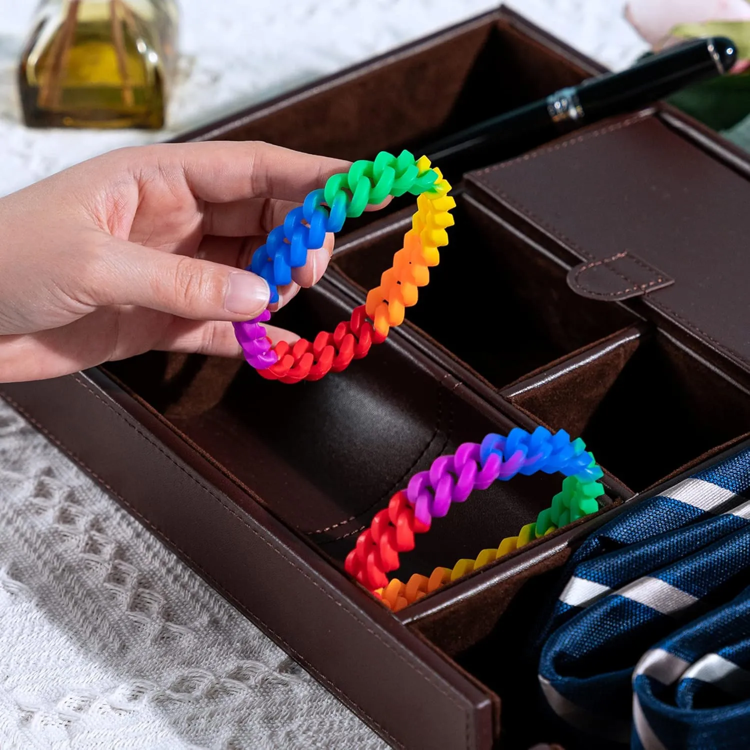 Rainbow/Bisexual Chain Link Silicone Pride Pack Bracelets - LGBTQ  Accessories for Women & Men - Perfect for Pride Month, Parade and Fundraisings