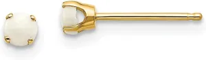 Real 14k Yellow Gold 3mm October/Opal Post Studs Earrings 3mm