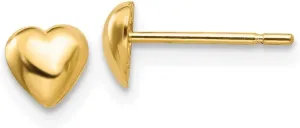 Real 14k Yellow Gold Heart Post Studs Earrings 5mm