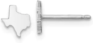 Real 925 Sterling Silver TX Small State Studs Earring - 8mm x 7mm