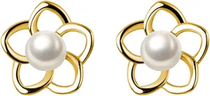 Reffeer 925 Sterling Silver Small Pearl Flower Earrings Studs for Women Teens Unique Petite Flower Studs Earrings