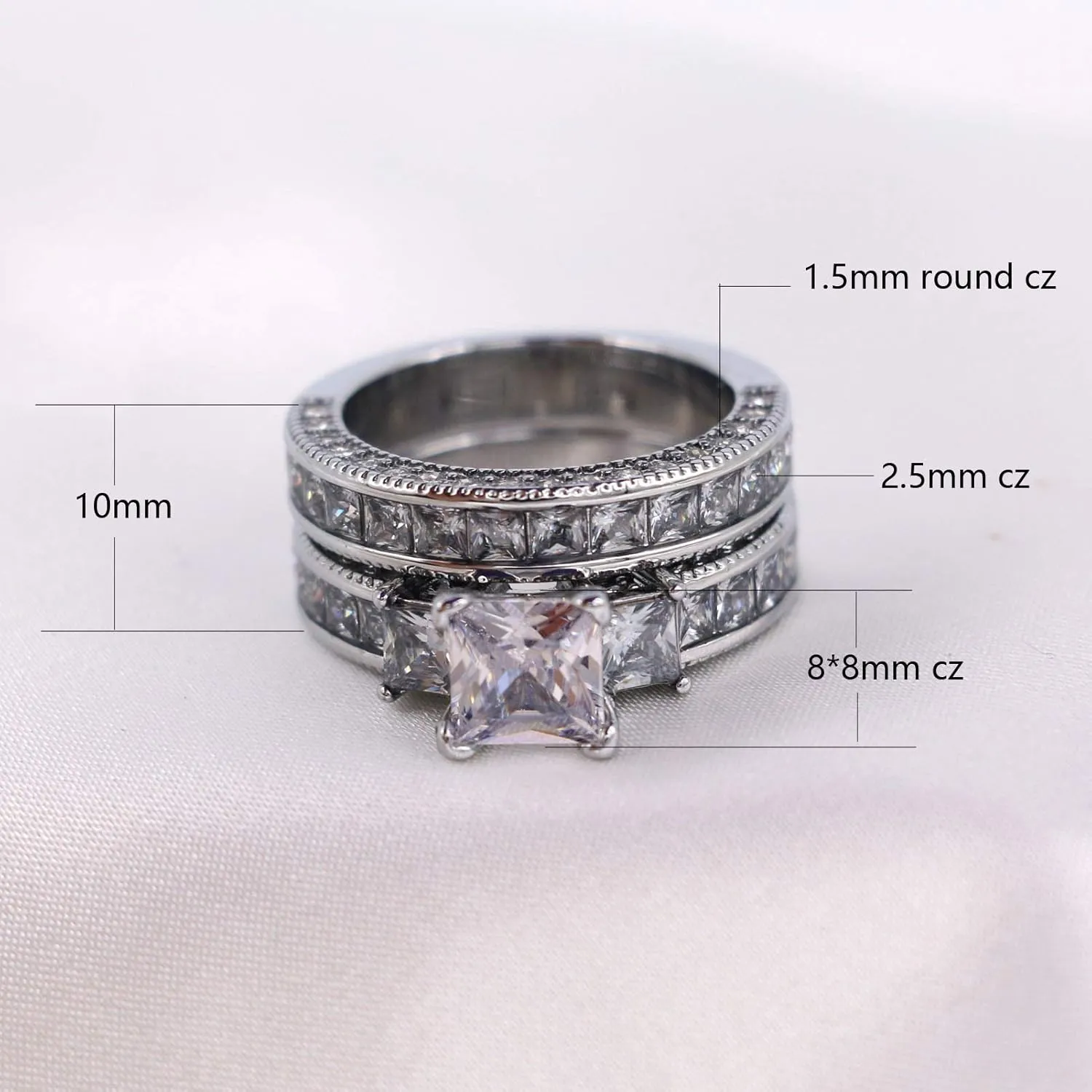 ringheart Couple Rings White Gold Filled 2pc Womens Wedding Ring Sets Cz Titanium Steel Mens Wedding BandPlease Buy 2 Rings for 1 Pair