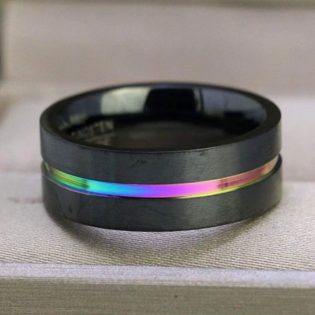 ringheart Luxury Couple Rings Black Gold Filled Princess Cut Purple Cz Womens Wedding Ring Sets Man Tungsten Wedding BandPlease 2 Two Rings for 1 Pair