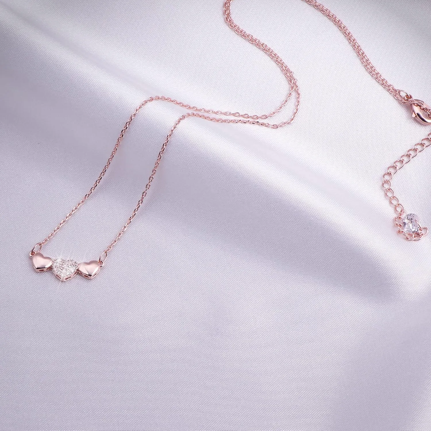 Rose Gold Gold 3 Heart Necklace for Friends Bridesmaid