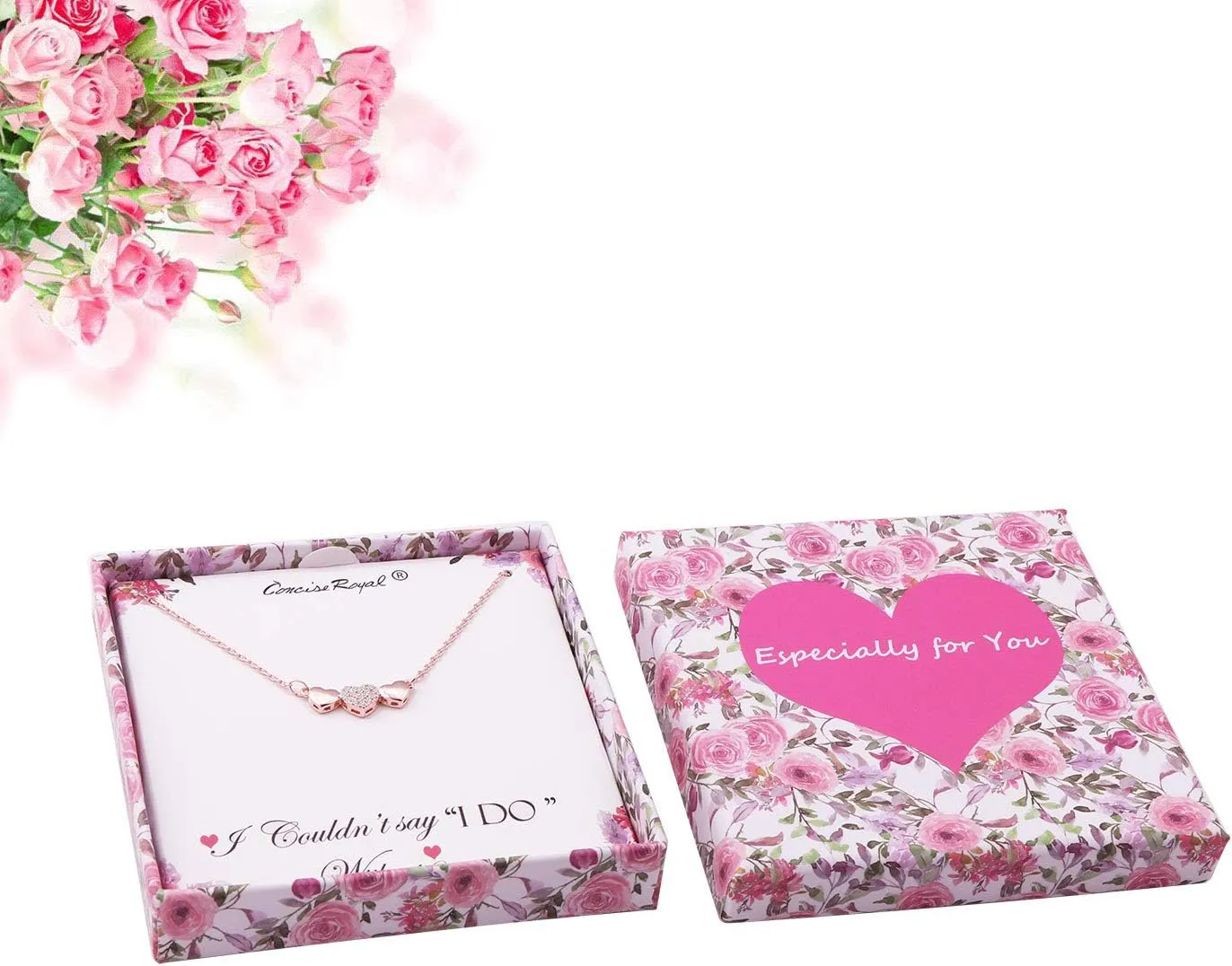 Rose Gold Gold 3 Heart Necklace for Friends Bridesmaid