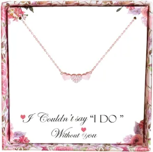Rose Gold Gold 3 Heart Necklace for Friends Bridesmaid