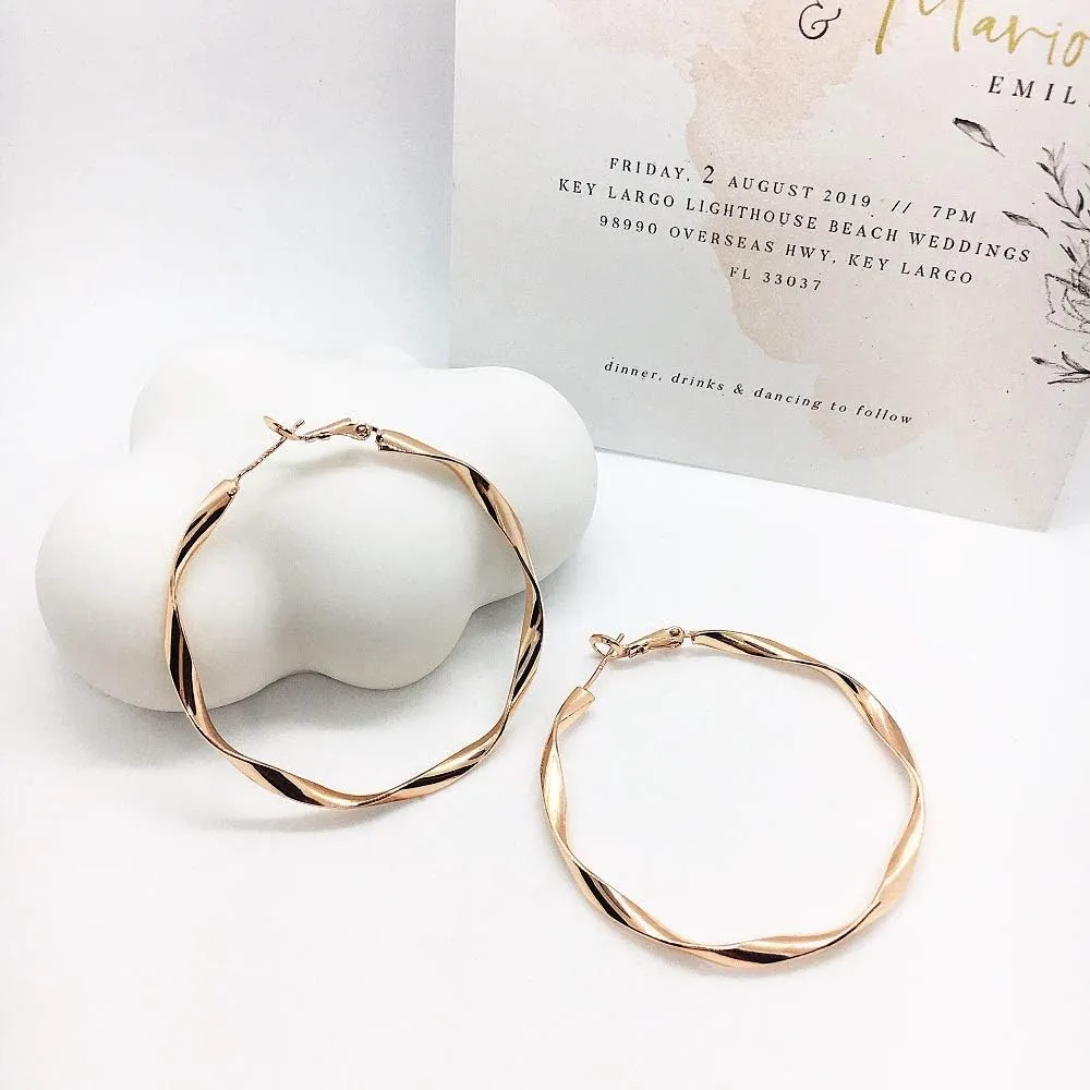 Rose Gold Plated Yellow Gold Plated White Gold Plated Hoop Earrings Lightweight Hoop Earrings For Women Loop Earrings 1in 2in