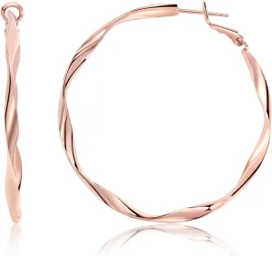 Rose Gold Plated Yellow Gold Plated White Gold Plated Hoop Earrings Lightweight Hoop Earrings For Women Loop Earrings 1in 2in