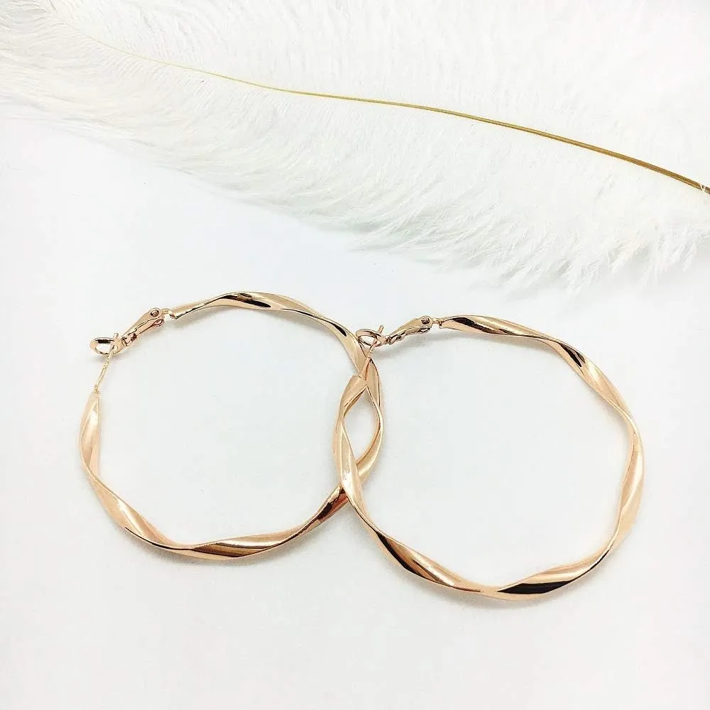 Rose Gold Plated Yellow Gold Plated White Gold Plated Hoop Earrings Lightweight Hoop Earrings For Women Loop Earrings 1in 2in