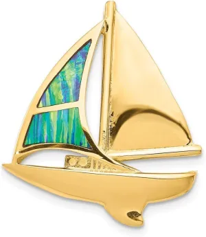 Roy Rose Jewelry 14K Yellow Gold Imitation Opal Sailboat Slide