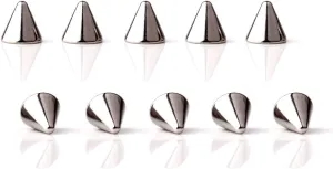 Ruifan Replacement Spikes Cone Body Jewelry Piercing Barbell Parts 16G 14G Pack of 10
