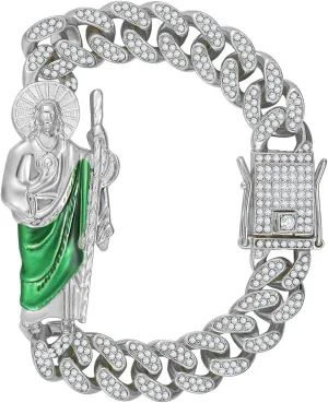San Judas Tadeo Bracelet Stainless Steel Plated Saint Jude Pendant Catholic Mexican Bracelets For Men 311