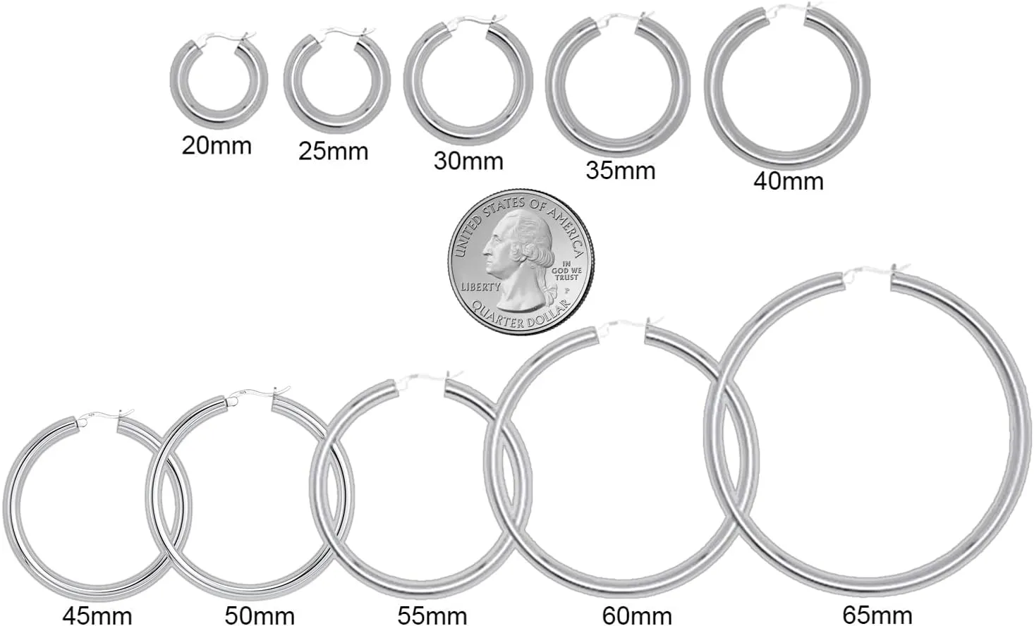 Savlano 925 Sterling silver 4MM Round Hoop Earrings for Women & Men Comes in 20MM-60MM with a Gift Box
