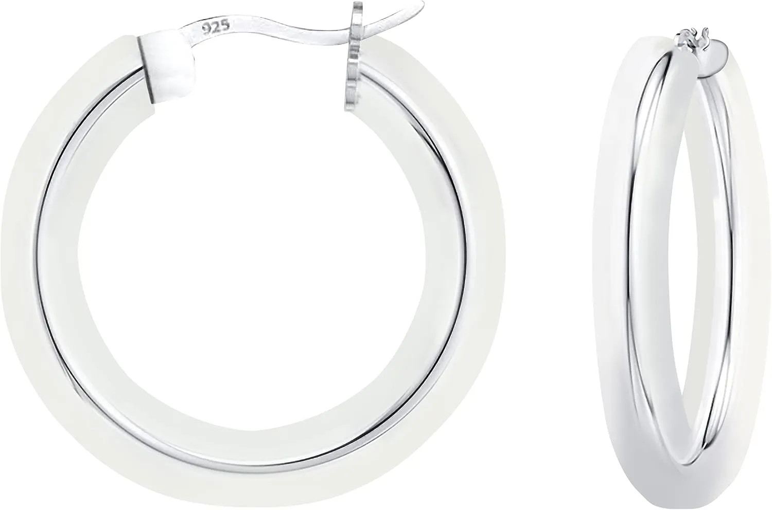 Savlano 925 Sterling silver 4MM Round Hoop Earrings for Women & Men Comes in 20MM-60MM with a Gift Box