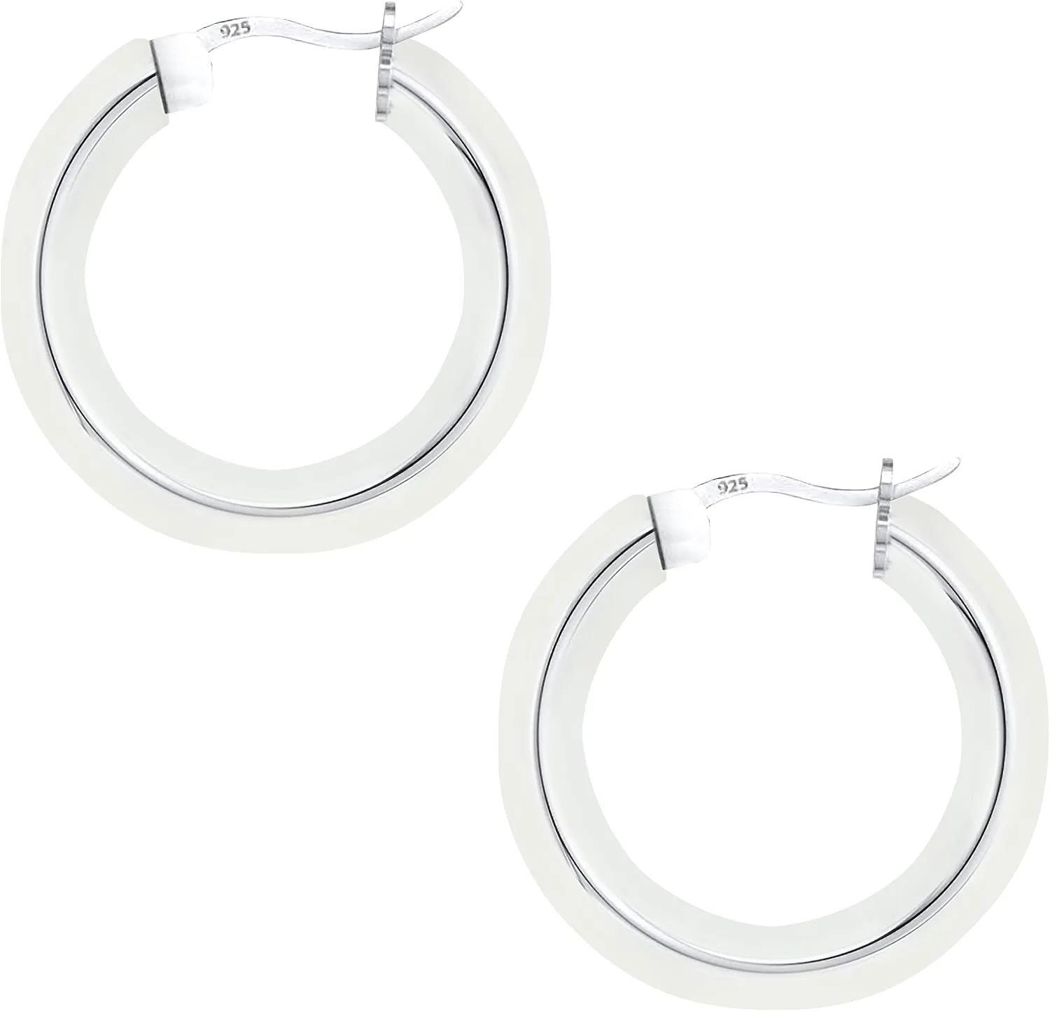 Savlano 925 Sterling silver 4MM Round Hoop Earrings for Women & Men Comes in 20MM-60MM with a Gift Box