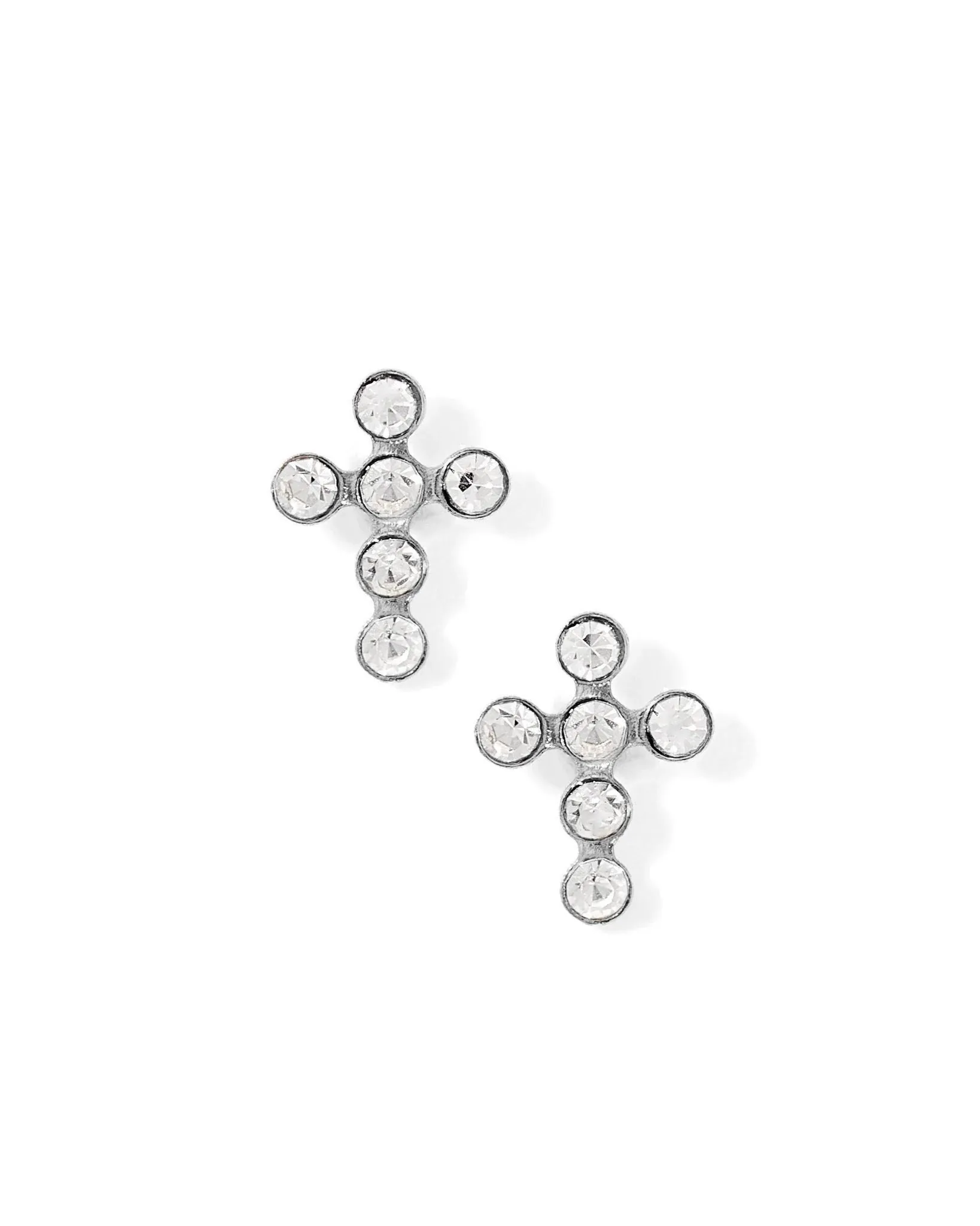Screwback Stud Earrings - Clara Cross Silver