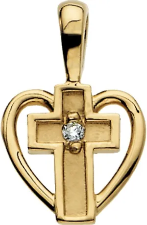 Semi-Polished Platinum Small Heart Shape Cross Pendant Fine Jewelry for Women Gifts for Her (Mounting Only, Not All Stones Included)