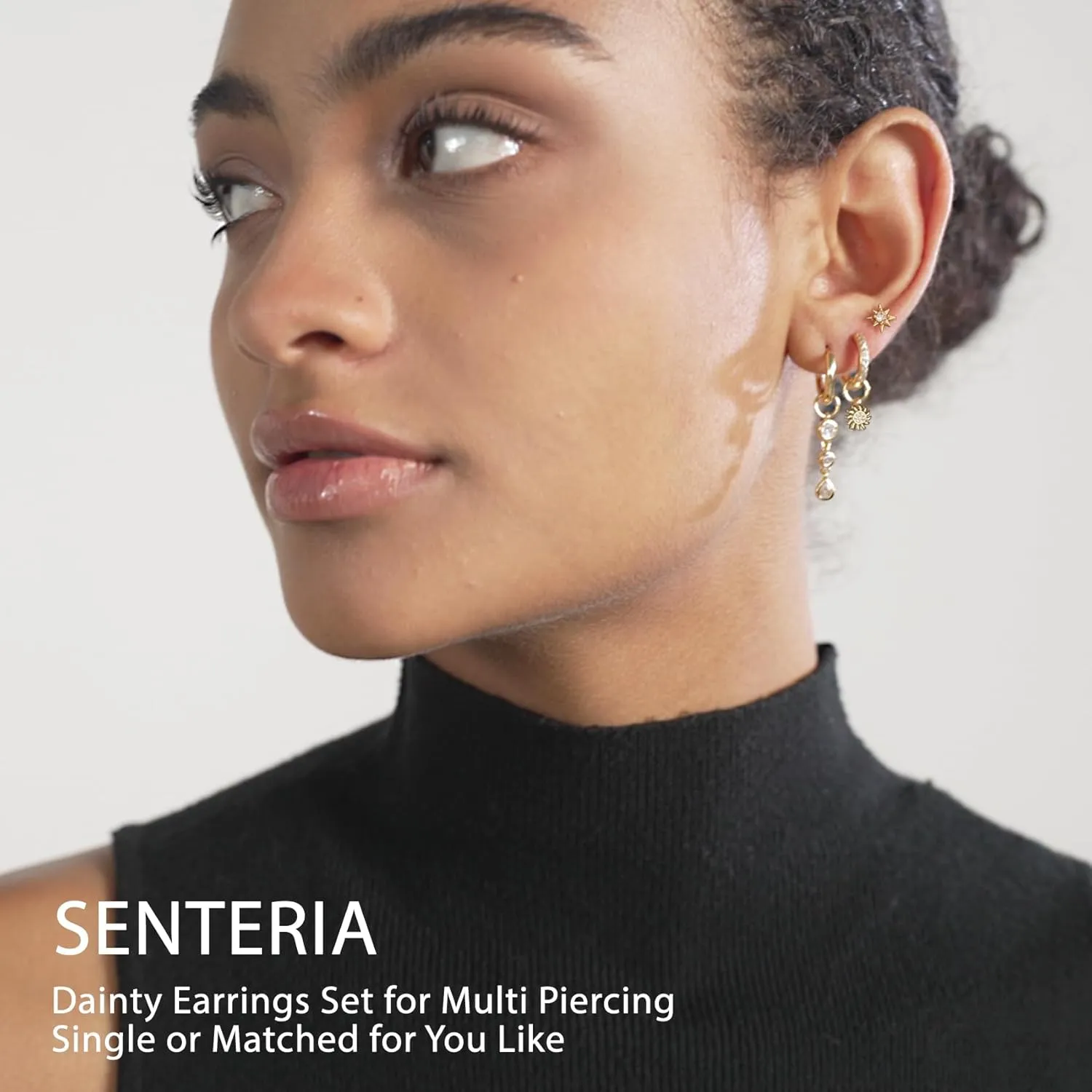 Senteria 6 Pairs Silver Hoop Earrings for Women Interchangeable 925 Sterling Silver Dangle Hoop Earrings Hypoallergenic Silver Hoop Earrings Lightweight Silver Huggie Cartilage Sleepers Earrings Set