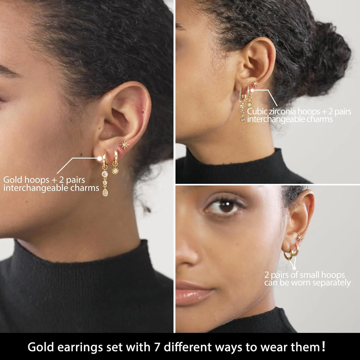 Senteria 6 Pairs Silver Hoop Earrings for Women Interchangeable 925 Sterling Silver Dangle Hoop Earrings Hypoallergenic Silver Hoop Earrings Lightweight Silver Huggie Cartilage Sleepers Earrings Set