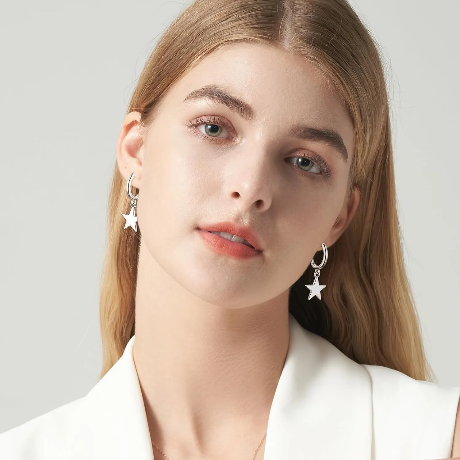 Silver Dangle Hoop Earrings for Women Girls Butterfly Cross Heart Spike Star Earrings Small Huggie Hoop Earrings Hypoallergenic Hoop Earrings Jewelry Gifts