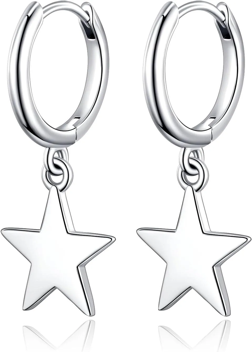 Silver Dangle Hoop Earrings for Women Girls Butterfly Cross Heart Spike Star Earrings Small Huggie Hoop Earrings Hypoallergenic Hoop Earrings Jewelry Gifts