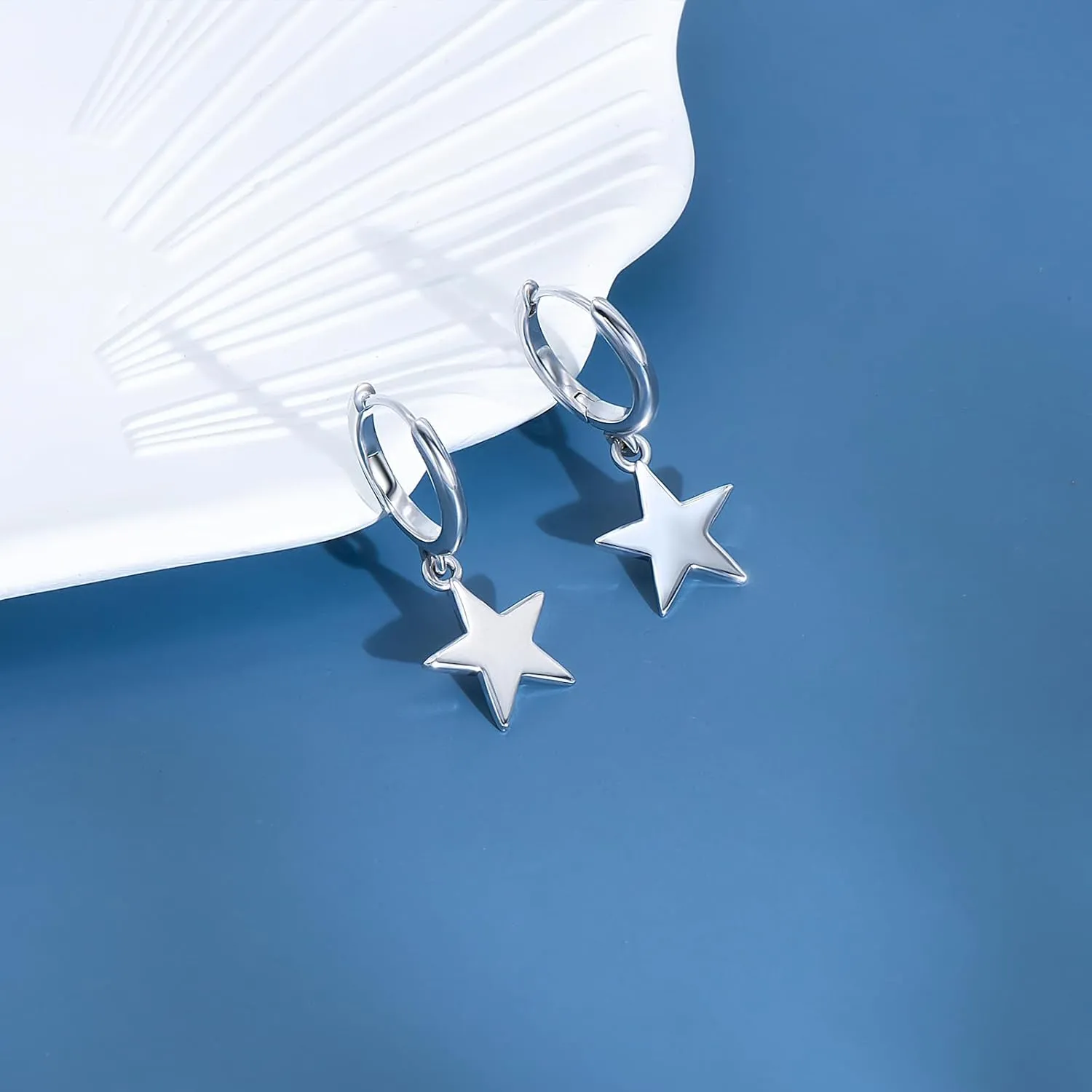 Silver Dangle Hoop Earrings for Women Girls Butterfly Cross Heart Spike Star Earrings Small Huggie Hoop Earrings Hypoallergenic Hoop Earrings Jewelry Gifts