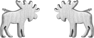 Silver Gold Plated Wildlife Bear Moose Elk Buffalo Earrings - Small Cute Animal Studs for Women & Teen Girls - Animal Jewelry Gift
