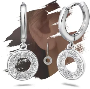 Silver Hoop Earrings for Women Trendy - Sterling Silver Stylish Huggie Hoop Earrings with Dangle for Ladies Hypoallergenic Round Loop Earrings with Charms Minimalist Fashion Dangling Earrings Gifts