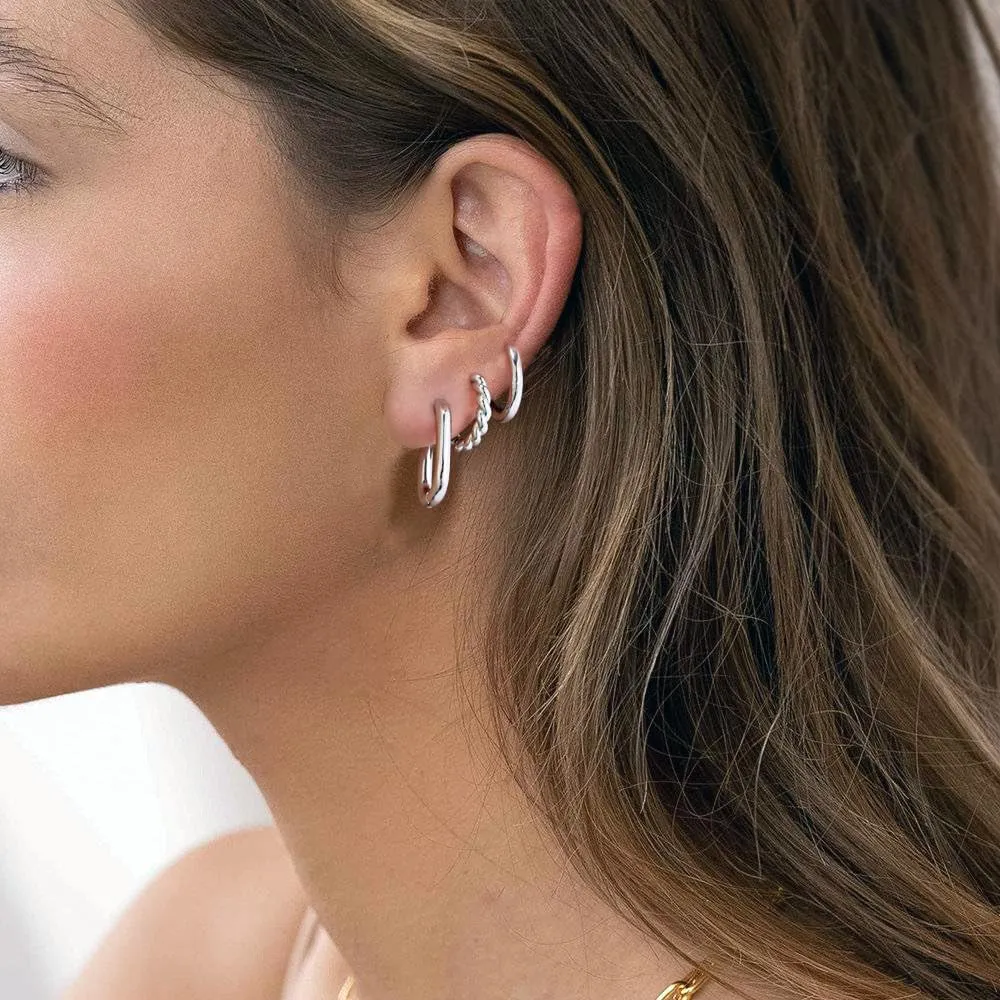 Silver Hoop Earrings Set for Women, Sterling Silver Plated Small Huggie Hoop Earrings Dainty Cartilage Earrings Lightweight Hypoallergenic CZ Multiple Piercings Earring Trendy Jewelry Gifts